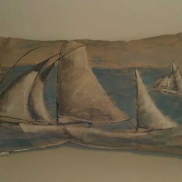 Pottery Barn All Over Print Nautical Sailboard Throw Pillow - Picture 4 of 10
